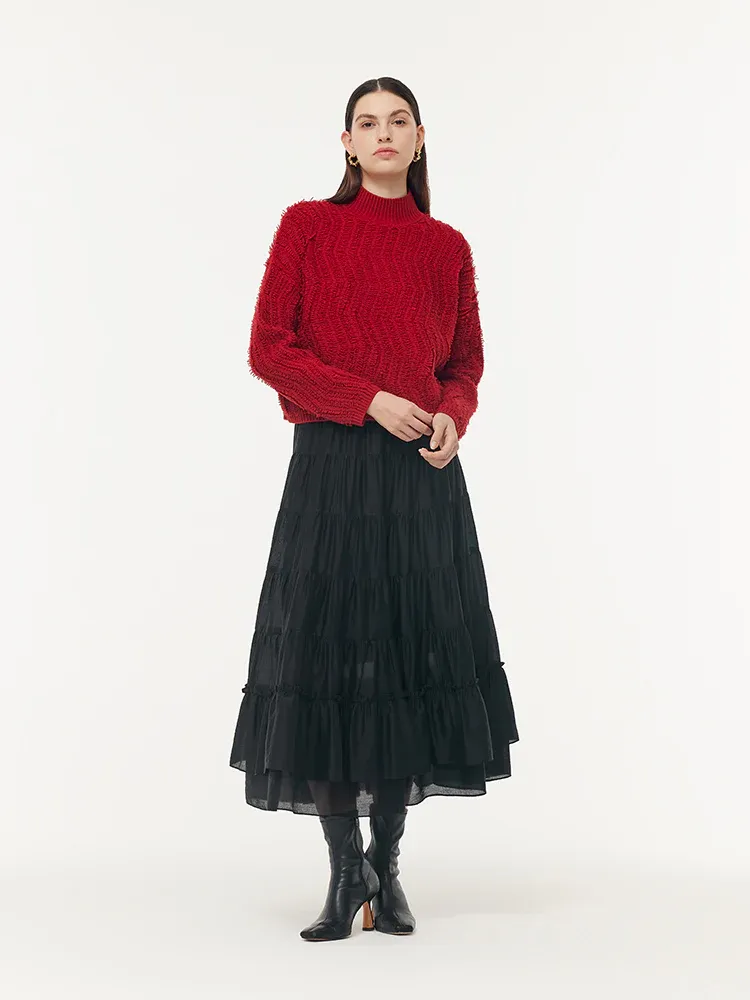 100% Wool Chili Red Women Sweater - Image 2