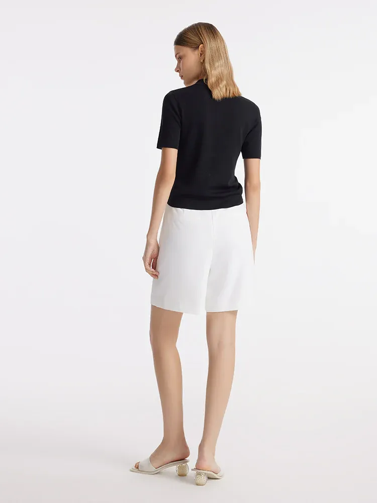 V-Neck Drawstring Lapel Knitted Women Top - Image 8