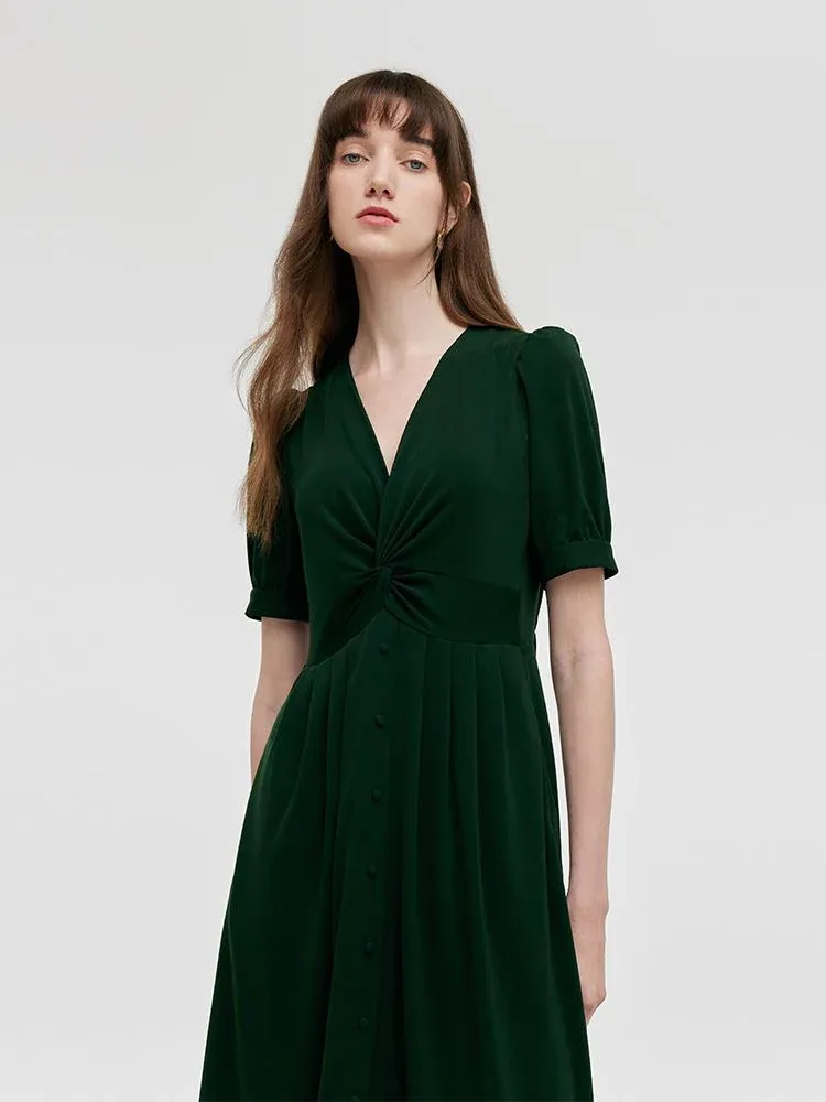 Acetate Twist Waist Women Midi Dress - Image 5